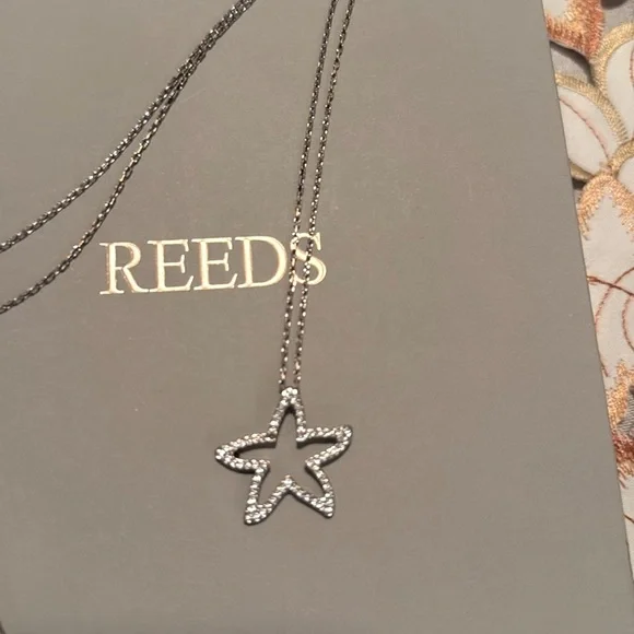 EUC SWAVORSKI CRYSTAL STARFISH NECKLACE SILVER - Picture 8 of 14